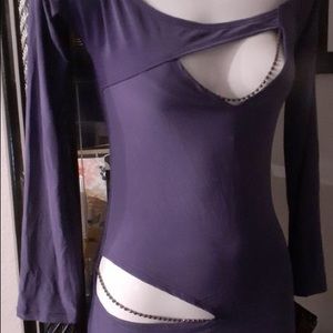 Purple Long Sleeve Mini Dress